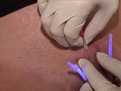 Slave's cunt is bullied with shining needles